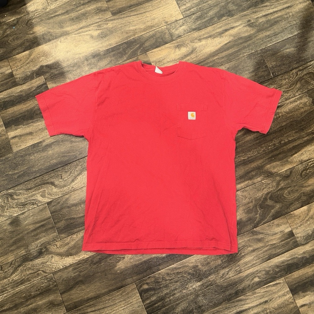 Carhartt K87 Men's Large Loose Fit Heavyweight Short Sleeve T-Shirt Pocket Red